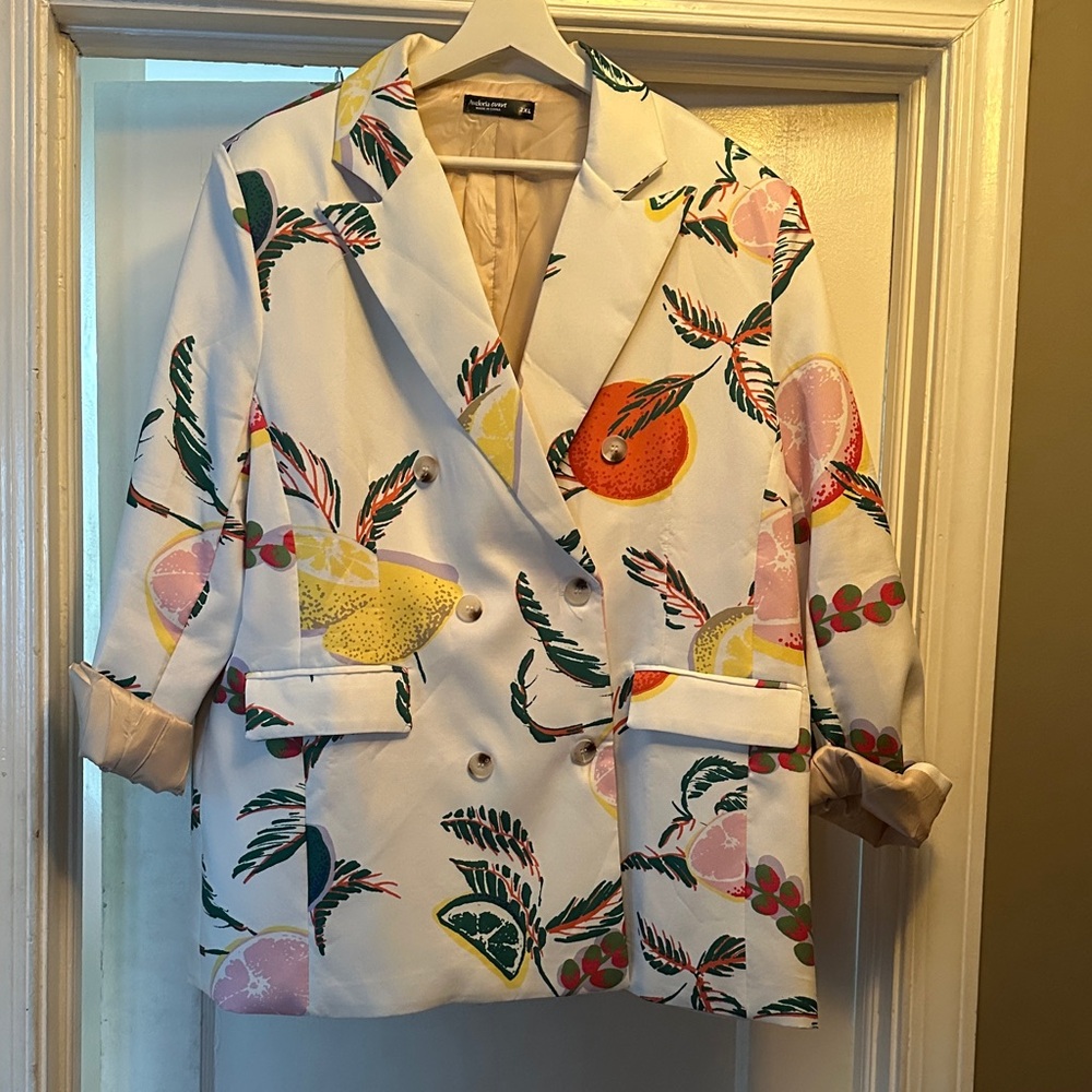 SHEIN Multicolor Fruit Print Blazer